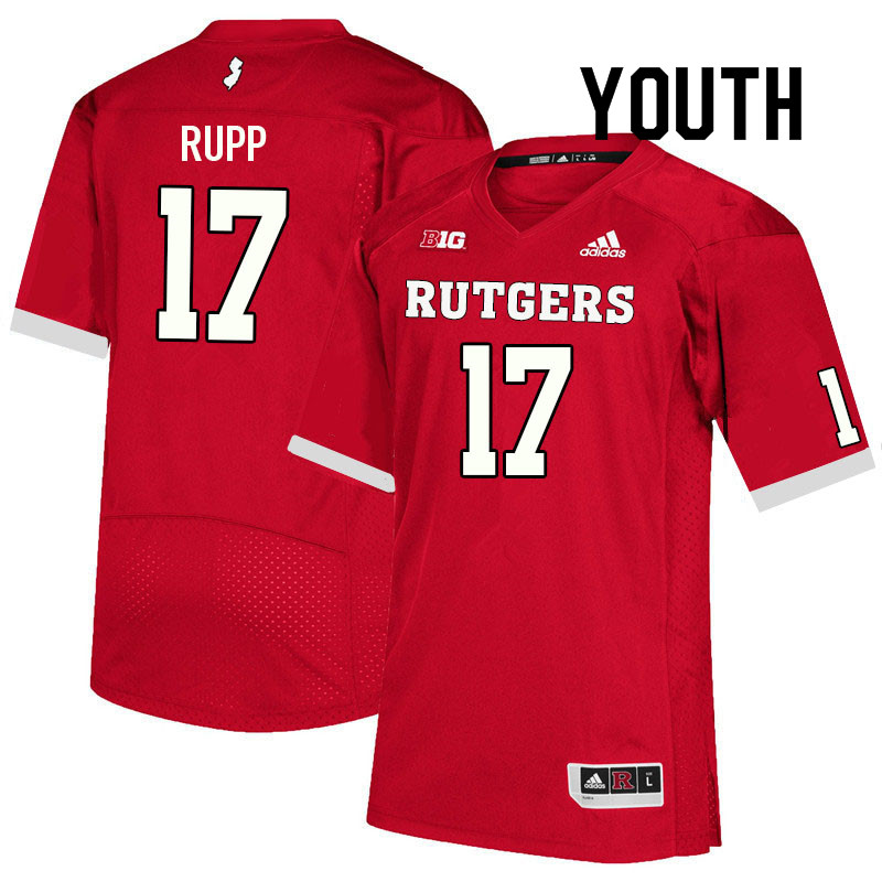 Youth #17 Gavin Rupp Rutgers Scarlet Knights College Football Jerseys Sale-Scarlet - Click Image to Close
